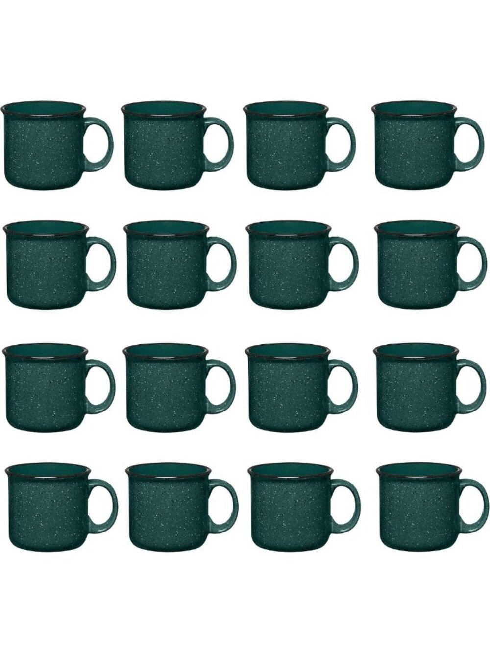 16 Ceramic Campfire Mugs - 15 Oz Green Coffee & Tea Cups for Home, Travel, DIY